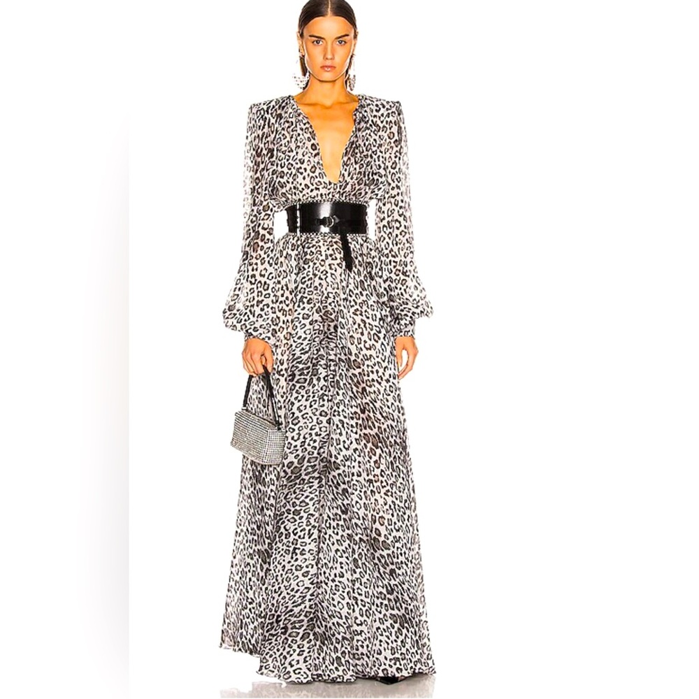 REDEMPTION Leo Puff Sleeve Leopard Maxi Dress Sz 40 / Sz 4